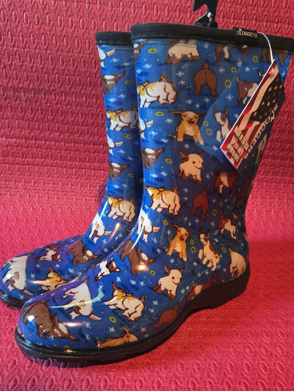 Sloggers 10" Blue Goat Print Rain Boots
